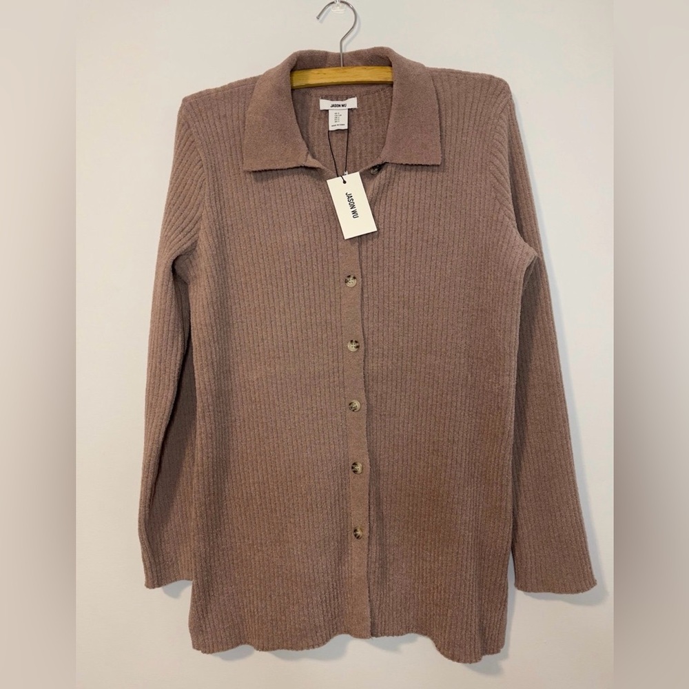 Jason Wu Ribbed Button-Up Cardigan, small size